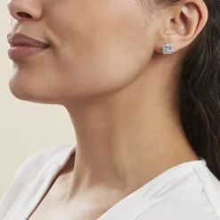 Boucles D'oreilles Puces Anasthase Argent Blanc Oxyde De Zirconium-Histoire d'Or Clearance