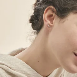 Boucles D'oreilles Puces Azzedine Salamandre Or Bicolore-Histoire d'Or Clearance