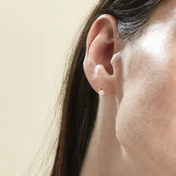 Boucles D'oreilles Puces Astragalus Or Jaune Perles De Culture-Histoire d'Or Discount