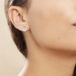 Boucles D'oreilles Puces Argent Blanc Ursine Oxydes De Zirconium-Histoire d'Or Outlet