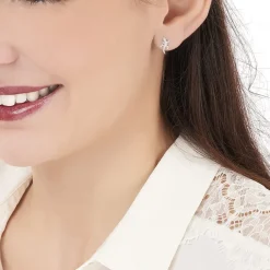 Histoire d'Or Boucles D'oreilles Puces Azzedine Salamandre Or Blanc