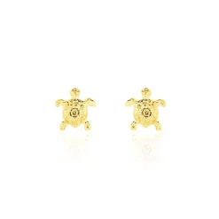 Boucles D'oreilles Puces Almahae Tortue Or Jaune-Histoire d'Or Sale