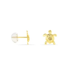 Boucles D'oreilles Puces Almahae Tortue Or Jaune-Histoire d'Or Sale