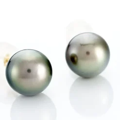 Histoire d'Or Boucles D'oreilles Puces Alper Or Jaune Perle De Culture De Tahiti