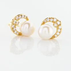 Boucles D'oreilles Puces Aloys Or Jaune Perle De Culture-Histoire d'Or Clearance