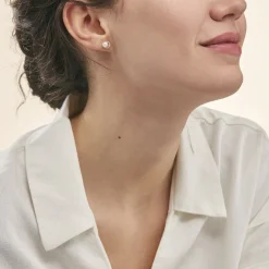 Boucles D'oreilles Puces Aloys Or Jaune Perle De Culture-Histoire d'Or Clearance