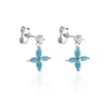 Boucles D'oreilles Puces Bluebirds Argent Blanc Turquoise Oxyde-Histoire d'Or Sale