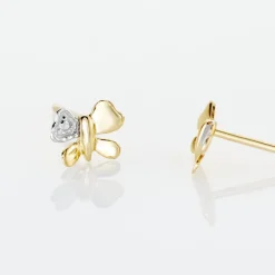 Boucles D'oreilles Puces Bartholomee Papillon Or Jaune-Histoire d'Or Discount