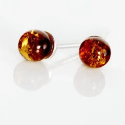 Boucles D'oreilles Puces Brunhild Argent Blanc Ambre-Histoire d'Or Outlet