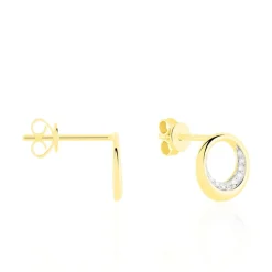 Histoire d'Or Boucles D'oreilles Puces Batoul Or Jaune Diamant