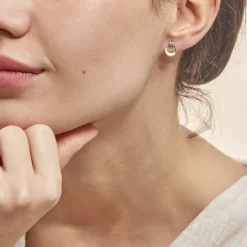 Boucles D'oreilles Puces Berangere Cercle Or Bicolore-Histoire d'Or Clearance