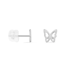 Histoire d'Or Boucles D'oreilles Puces Bartholomee Papillon Or Blanc