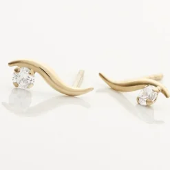 Histoire d'Or Boucles D'oreilles Puces Beryl Virgule Or Jaune Oxyde De Zirconium