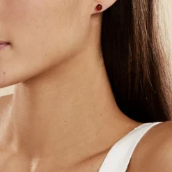 Boucles D'oreilles Puces Brunhild Argent Blanc Ambre-Histoire d'Or Best