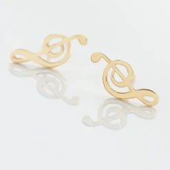 Boucles D'oreilles Puces Bayram Musique Or Jaune-Histoire d'Or Outlet