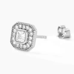 Boucles D'oreilles Puces Baroque Party Argent Blanc Oxyde De Zirconium-Histoire d'Or Outlet