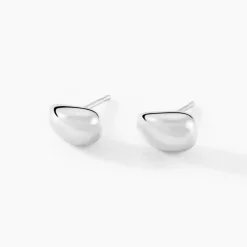 Boucles D'oreilles Puces Curve Argent Blanc-Histoire d'Or Best
