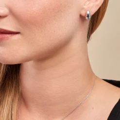 Boucles D'oreilles Puces Curve Argent Blanc-Histoire d'Or Best