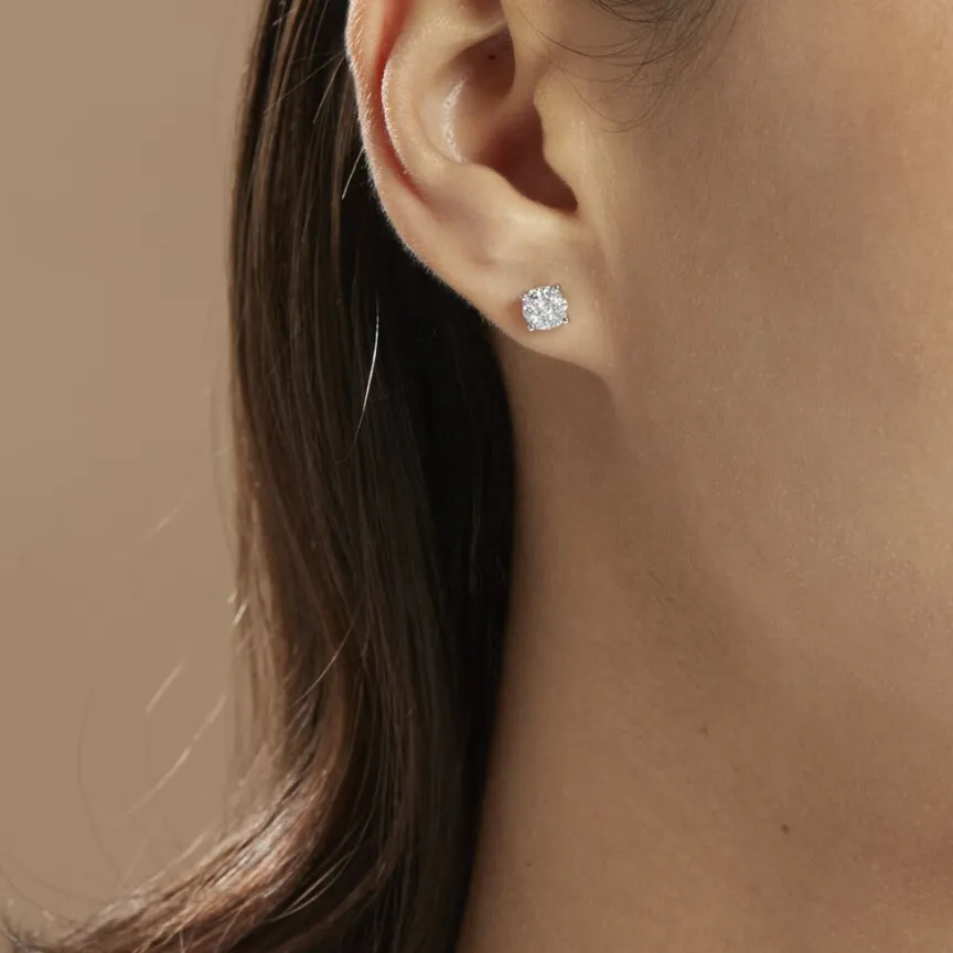 Boucles D'oreilles Puces Charlene Or Blanc Diamant Synthetique-Histoire d'Or Best