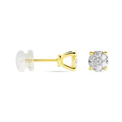 Boucles D'oreilles Puces Charlene Or Jaune Diamant Synthetique-Histoire d'Or Hot