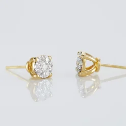 Boucles D'oreilles Puces Charlene Or Jaune Diamant Synthetique-Histoire d'Or Hot