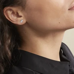 Histoire d'Or Boucles D'oreilles Puces Collinette Argent Blanc