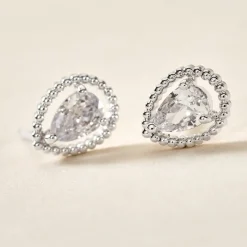 Histoire d'Or Boucles D'oreilles Puces Cyra Argent Blanc Oxyde De Zirconium