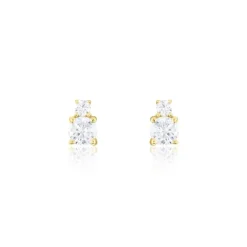 Boucles D'oreilles Puces Constancia Or Jaune Oxyde De Zirconium-Histoire d'Or Clearance