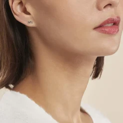 Histoire d'Or Boucles D'oreilles Puces Cony Argent Blanc