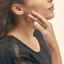 Histoire d'Or Boucles D'oreilles Puces Collection 1986 Or Blanc Diamant