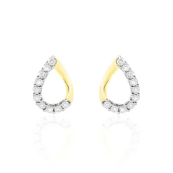 Histoire d'Or Boucles D'oreilles Puces Chrystalise Or Jaune Diamant