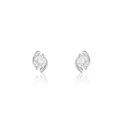 Boucles D'oreilles Puces Couteau Argent Blanc Oxyde De Zirconium-Histoire d'Or