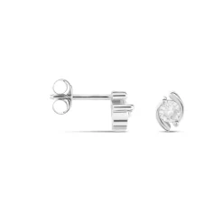 Boucles D'oreilles Puces Couteau Argent Blanc Oxyde De Zirconium-Histoire d'Or
