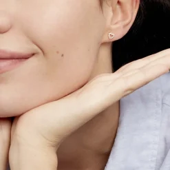 Boucles D'oreilles Puces Coeur Ajoure Or Jaune Oxyde De Zirconium-Histoire d'Or Clearance