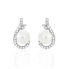 Boucles D'oreilles Puces Cyrana Argent Blanc Perle De Culture Et Oxyde-Histoire d'Or Outlet