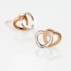 Histoire d'Or Boucles D'oreilles Puces Donna Coeurs Ajoures Or Rose