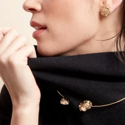 Histoire d'Or Boucles D'oreilles Puces Dyonis Acier Jaune