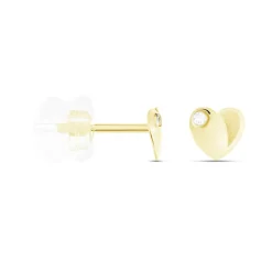 Histoire d'Or Boucles D'oreilles Puces Daria Coeur Plein Or Jaune Oxyde De Zirconium