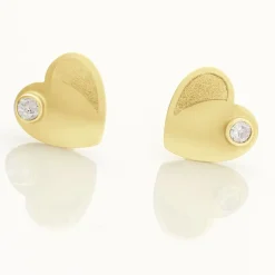 Histoire d'Or Boucles D'oreilles Puces Daria Coeur Plein Or Jaune Oxyde De Zirconium