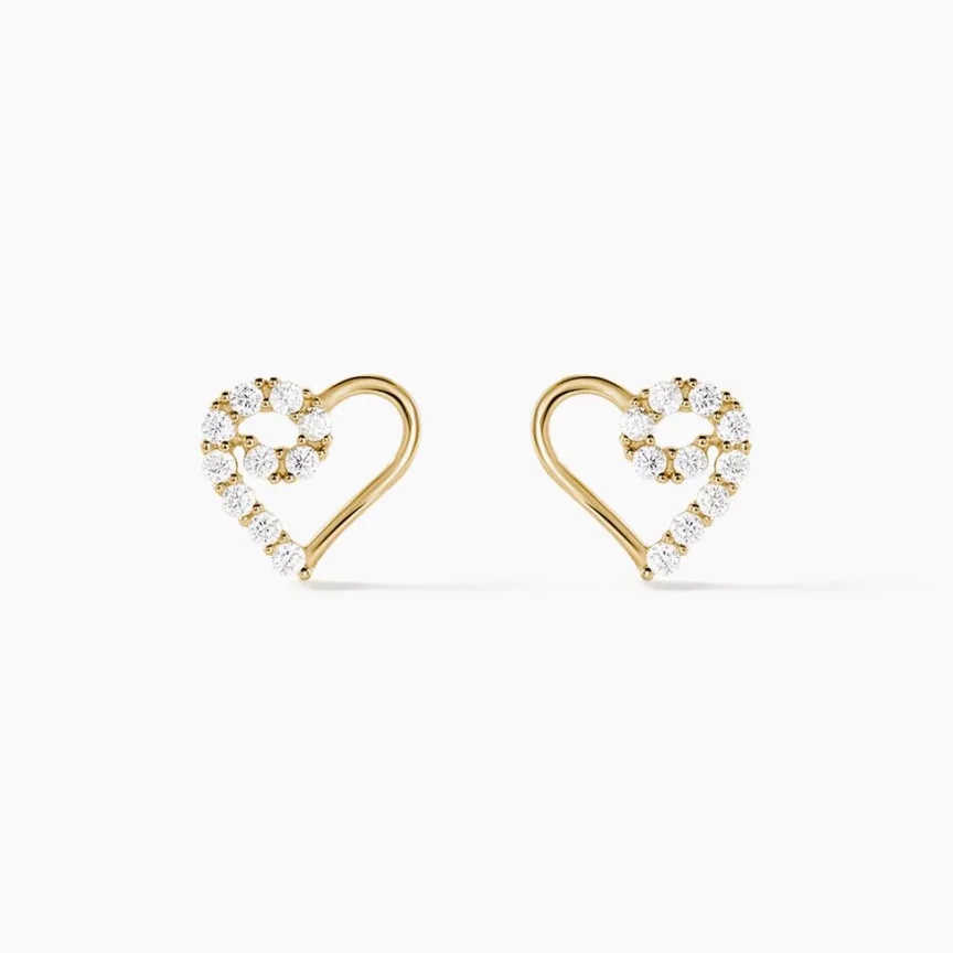 Boucles D'oreilles Puces Daria C艙ur De Zirconium-Histoire d'Or Outlet