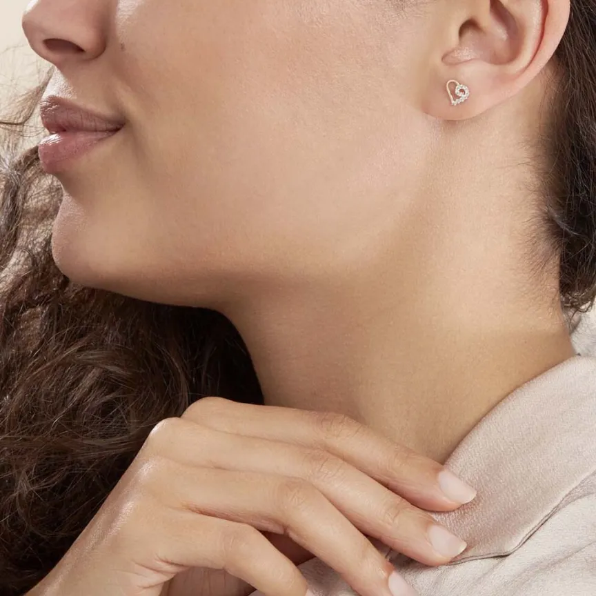 Boucles D'oreilles Puces Daria C艙ur De Zirconium-Histoire d'Or Outlet