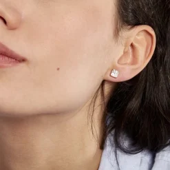 Boucles D'oreilles Puces Doreen Carre Or Jaune Oxyde De Zirconium-Histoire d'Or Hot