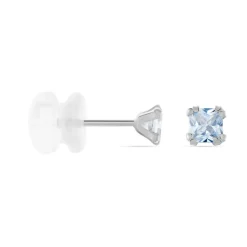 Boucles D'oreilles Puces Doreen Carre Or Blanc Oxyde De Zirconium-Histoire d'Or Outlet