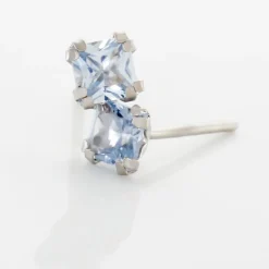 Boucles D'oreilles Puces Doreen Carre Or Blanc Oxyde De Zirconium-Histoire d'Or Outlet