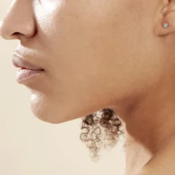 Boucles D'oreilles Puces Doreen Carre Or Blanc Oxyde De Zirconium-Histoire d'Or Outlet