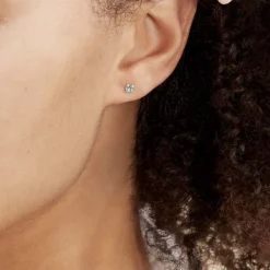 Boucles D'oreilles Puces Doreen Carre Or Blanc Oxyde De Zirconium-Histoire d'Or Outlet