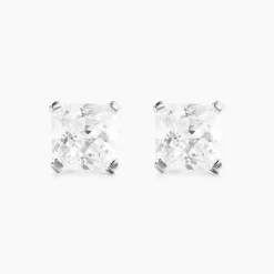 Histoire d'Or Boucles D'oreilles Puces Doreen Carre Or Blanc Oxyde De Zirconium