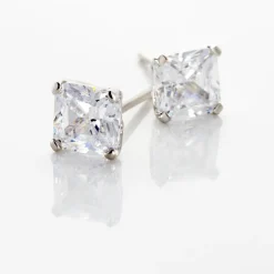 Histoire d'Or Boucles D'oreilles Puces Doreen Carre Or Blanc Oxyde De Zirconium