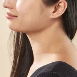 Histoire d'Or Boucles D'oreilles Puces Daria Or Blanc Oxyde De Zirconium