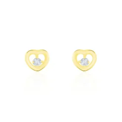Histoire d'Or Boucles D'oreilles Puces Daria C艙ur Or Jaune Oxyde De Zirconium